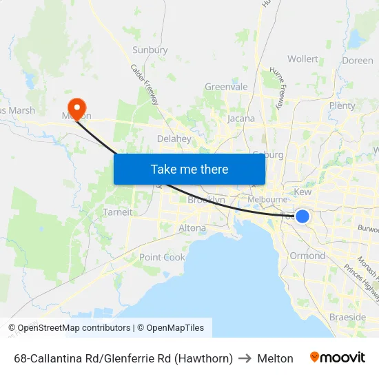 Callantina Rd/Glenferrie Rd #68 to Melton map