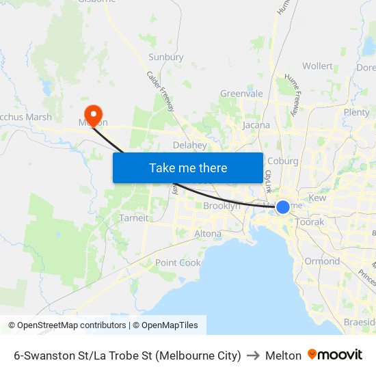 6-Swanston St/La Trobe St (Melbourne City) to Melton map