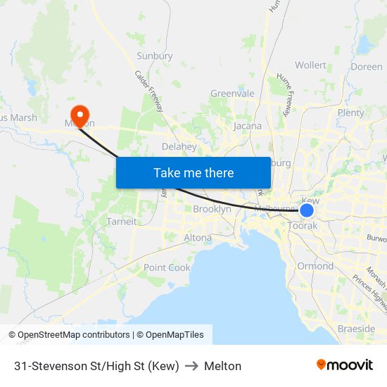 31-Stevenson St/High St (Kew) to Melton map