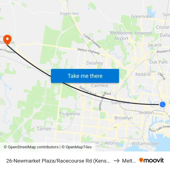 Newmarket Plaza/Racecourse Rd #26 to Melton map