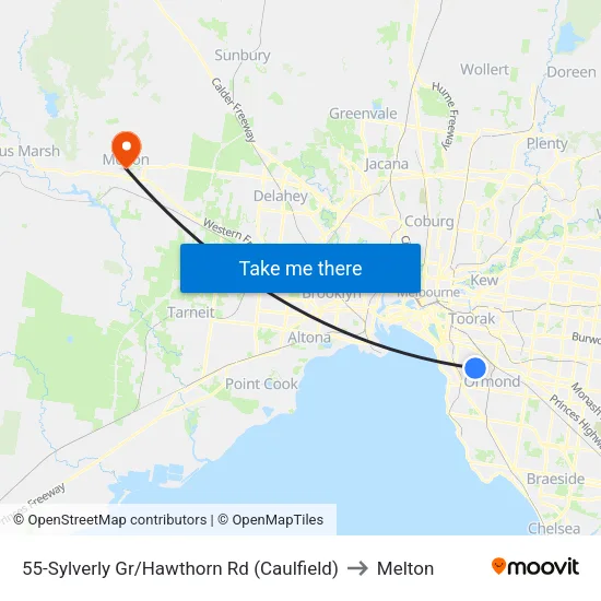 Sylverly Gr/Hawthorn Rd #55 to Melton map