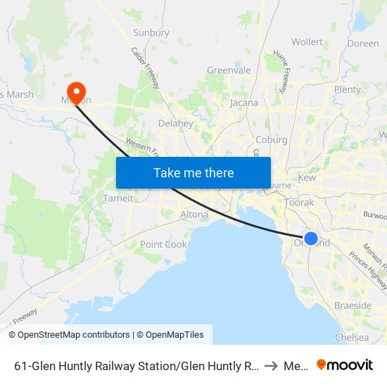 61-Glen Huntly Railway Station/Glen Huntly Rd (Caulfield South) to Melton map