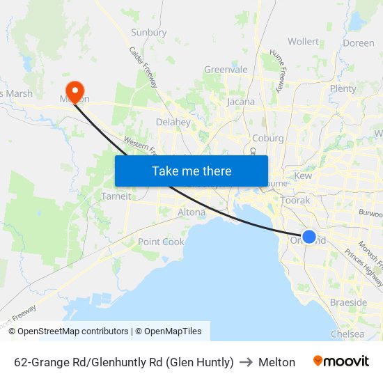 62-Grange Rd/Glenhuntly Rd (Glen Huntly) to Melton map