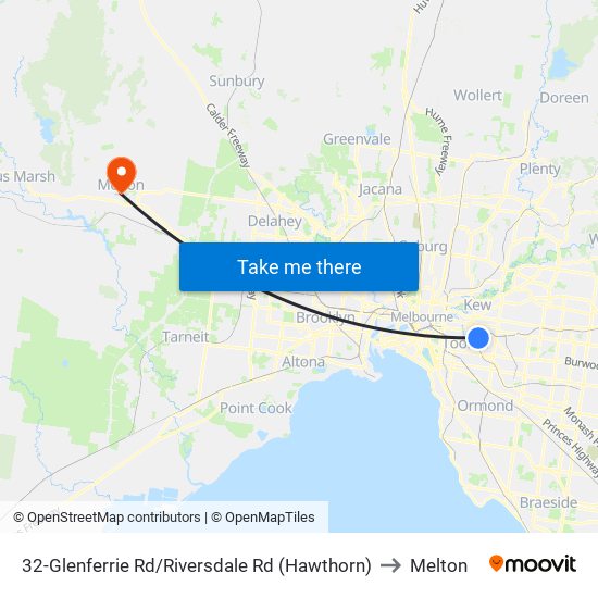 32-Glenferrie Rd/Riversdale Rd (Hawthorn) to Melton map