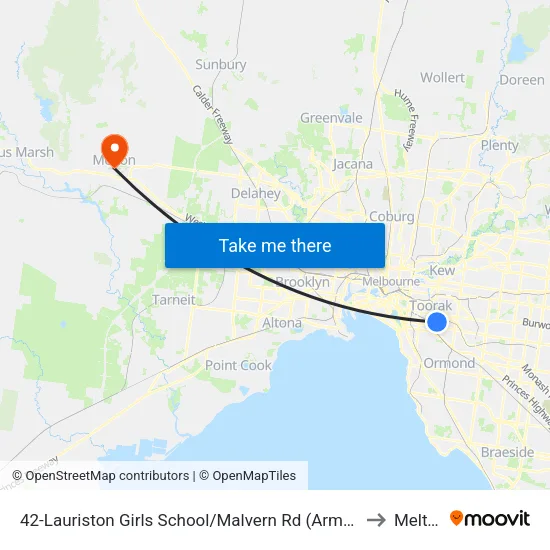 Lauriston Girls School/Malvern Rd #42 to Melton map