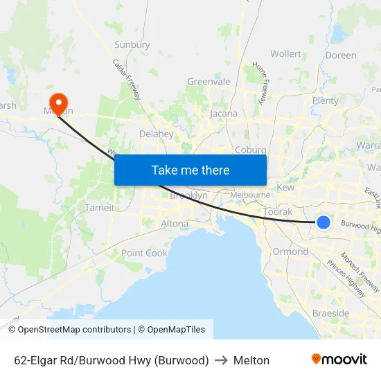 Elgar Rd/Burwood Hwy #62 to Melton map
