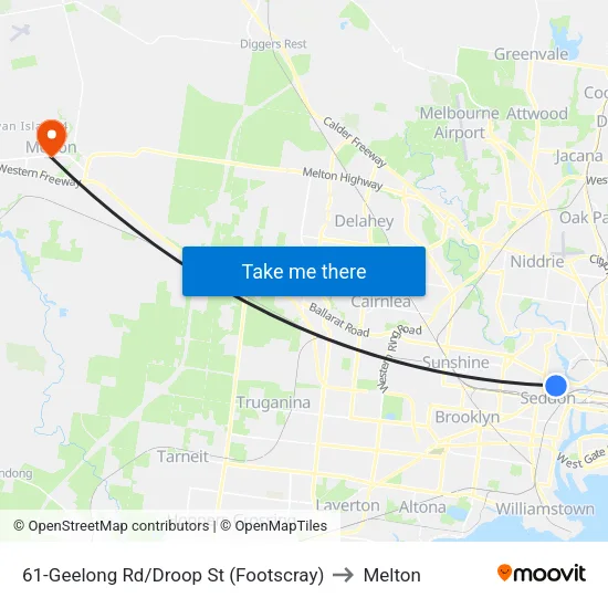 Geelong Rd/Droop St #61 to Melton map