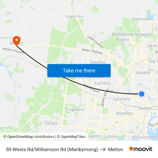 Wests Rd/Williamson Rd #50 to Melton map