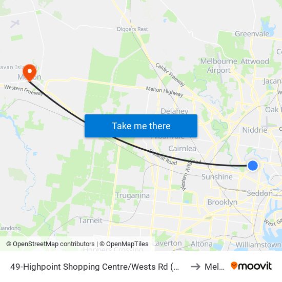 49-Highpoint Shopping Centre/Wests Rd (Maribyrnong) to Melton map