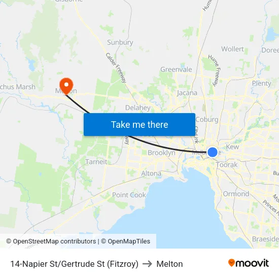 Napier St/Gertrude St #14 to Melton map