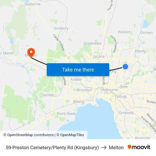 Preston Cemetery/Plenty Rd #59 to Melton map