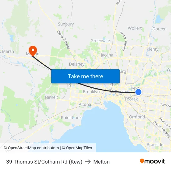 Thomas St/Cotham Rd #39 to Melton map