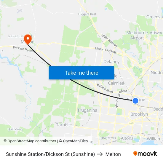 Sunshine Station/Dickson St to Melton map