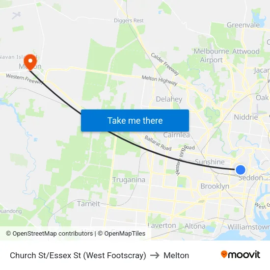 Church St/Essex St to Melton map