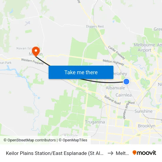 Keilor Plains Station/East Esplanade to Melton map