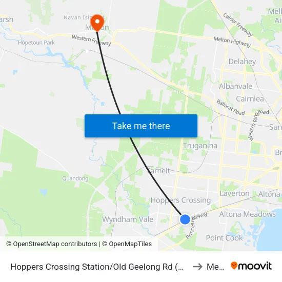 Hoppers Crossing Station/Old Geelong Rd to Melton map