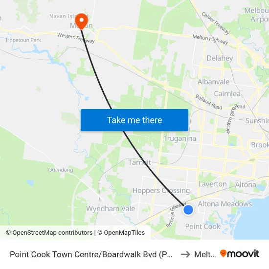 Point Cook Shopping Centre/Boardwalk Bvd to Melton map