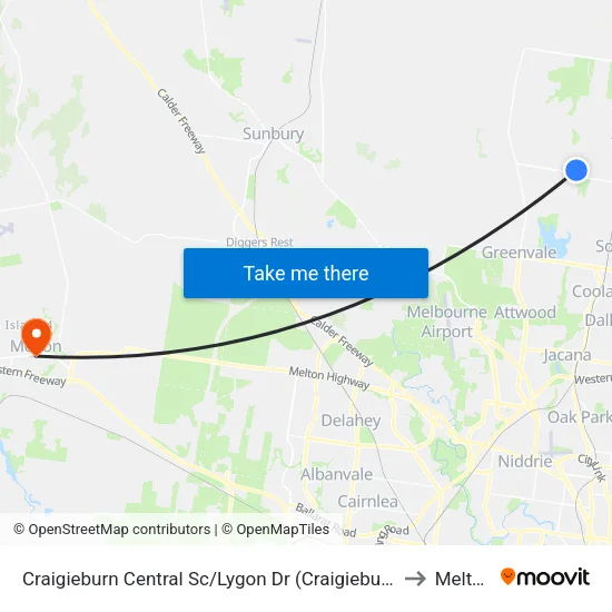 Craigieburn Central Sc/Lygon Dr to Melton map