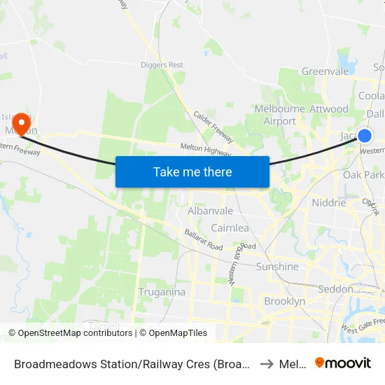 Broadmeadows Station/Railway Cres to Melton map