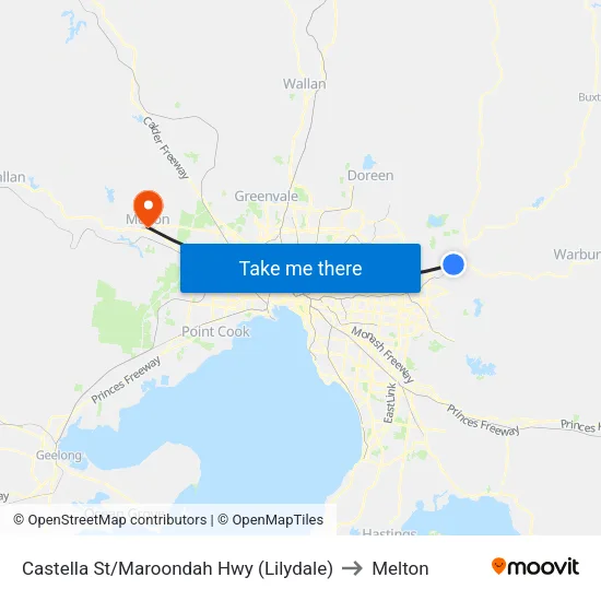 Castella St/Maroondah Hwy to Melton map