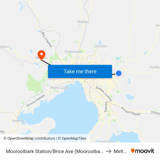 Mooroolbark Station/Brice Ave to Melton map