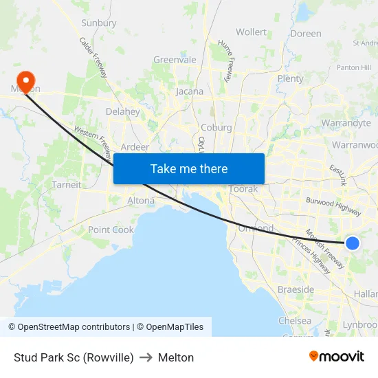 Stud Park Sc to Melton map