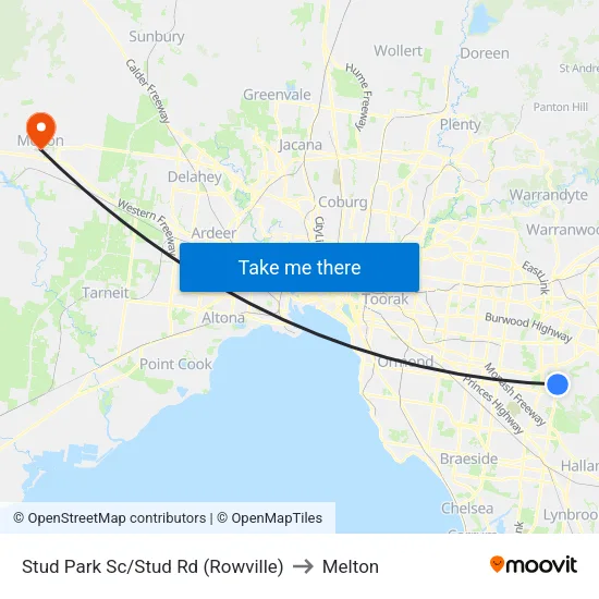 Stud Park Sc/Stud Rd to Melton map