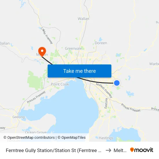 Ferntree Gully Station/Station St to Melton map