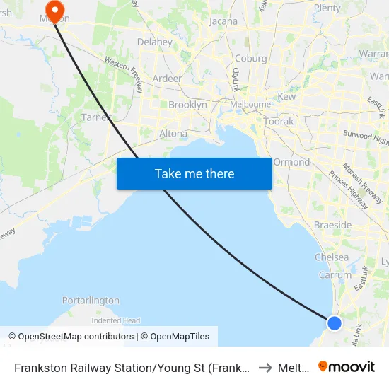 Frankston Railway Station/Young St to Melton map