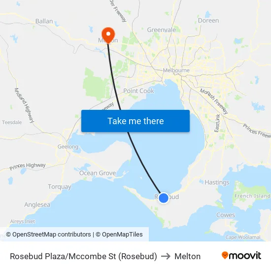 Rosebud Plaza/Mccombe St to Melton map