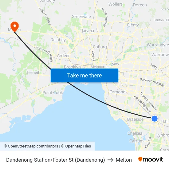 Dandenong Station/Foster St to Melton map