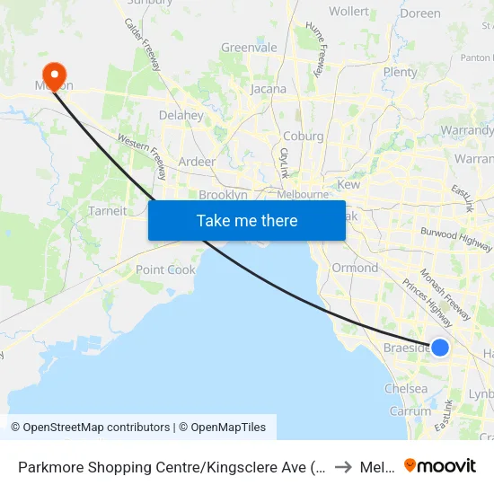 Parkmore Shopping Centre/Kingsclere Ave to Melton map