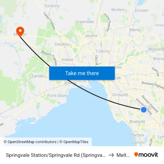 Springvale Station/Springvale Rd to Melton map
