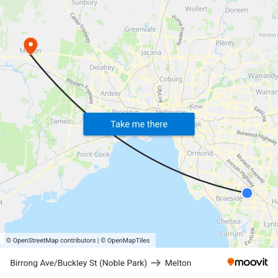 Birrong Ave/Buckley St to Melton map