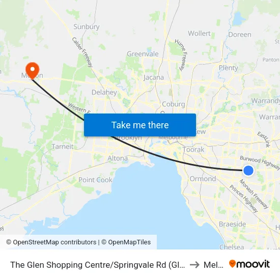 The Glen Shopping Centre/Springvale Rd to Melton map
