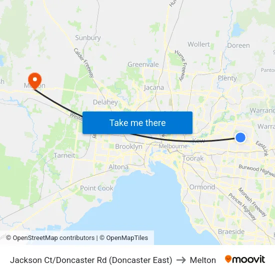 Jackson Ct/Doncaster Rd to Melton map
