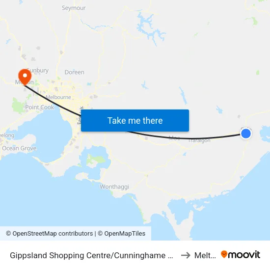 Gippsland Shopping Centre/Cunninghame St to Melton map