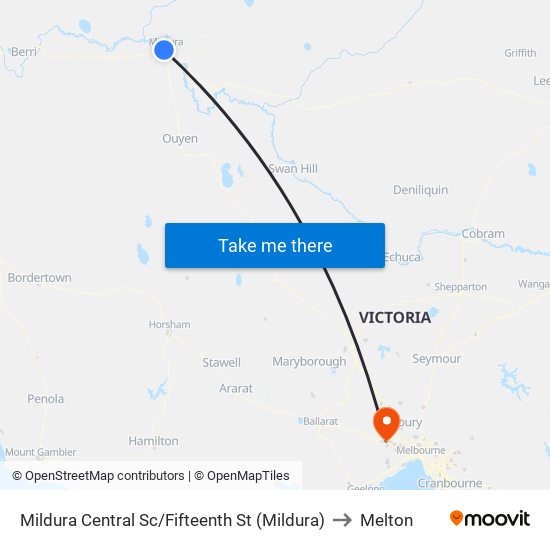 Mildura Central Sc/Fifteenth St (Mildura) to Melton map