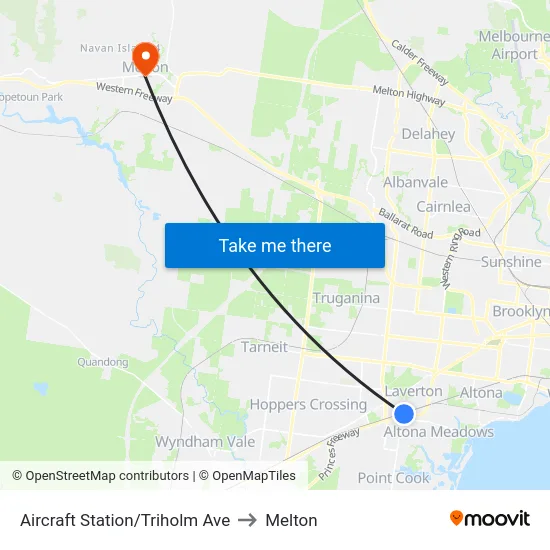 Aircraft Station/Triholm Ave to Melton map