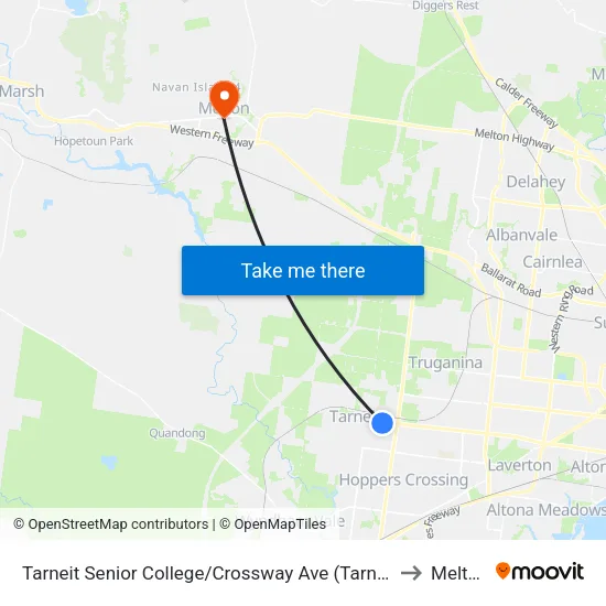 Tarneit Senior College/Crossway Ave to Melton map