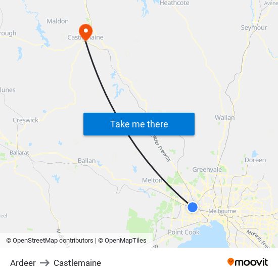 Ardeer to Castlemaine map