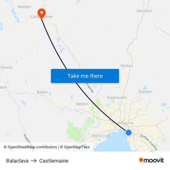 Balaclava to Castlemaine map