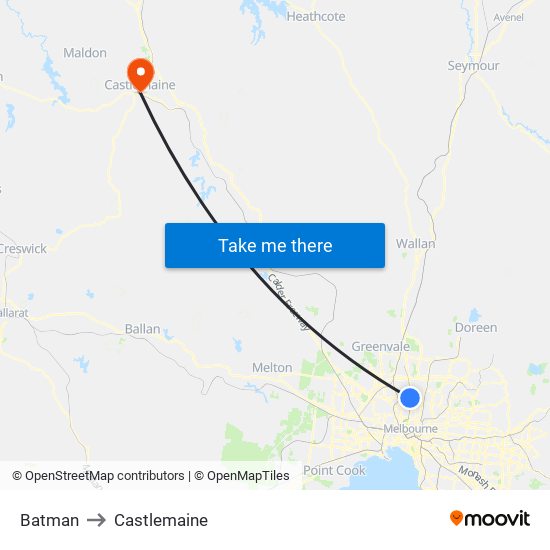 Batman to Castlemaine map