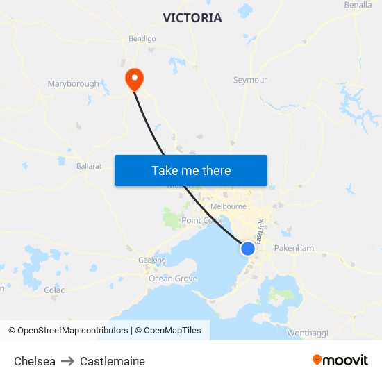 Chelsea to Castlemaine map