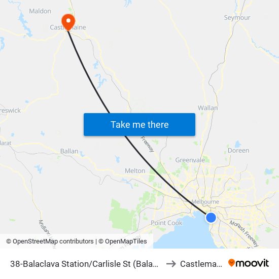 38-Balaclava Station/Carlisle St (Balaclava) to Castlemaine map