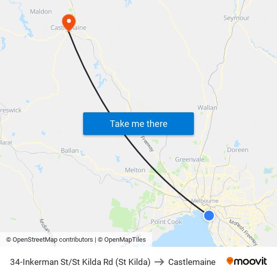 34-Inkerman St/St Kilda Rd (St Kilda) to Castlemaine map