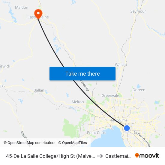 45-De La Salle College/High St (Malvern) to Castlemaine map