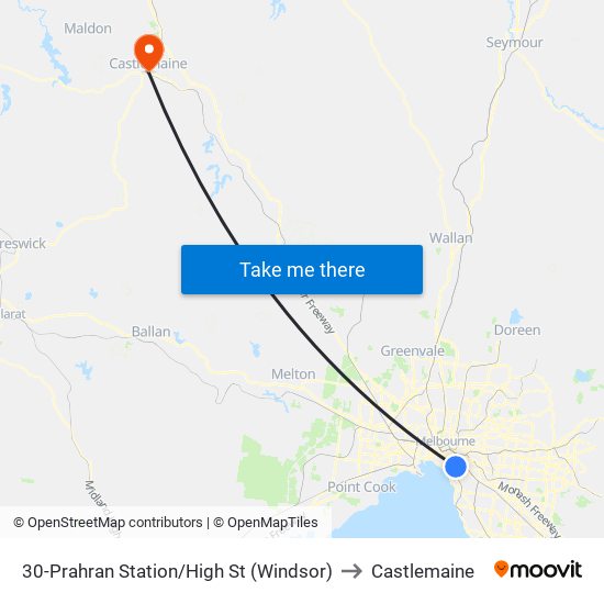 30-Prahran Station/High St (Windsor) to Castlemaine map