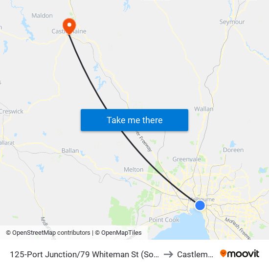 125-Port Junction/79 Whiteman St (Southbank) to Castlemaine map