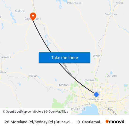 28-Moreland Rd/Sydney Rd (Brunswick) to Castlemaine map